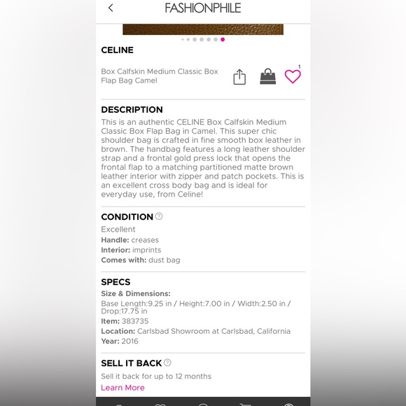 CELINE MEDIUM CLASSIC BAG IN BOX CALFSKIN CAMEL - Picture 17 of 17